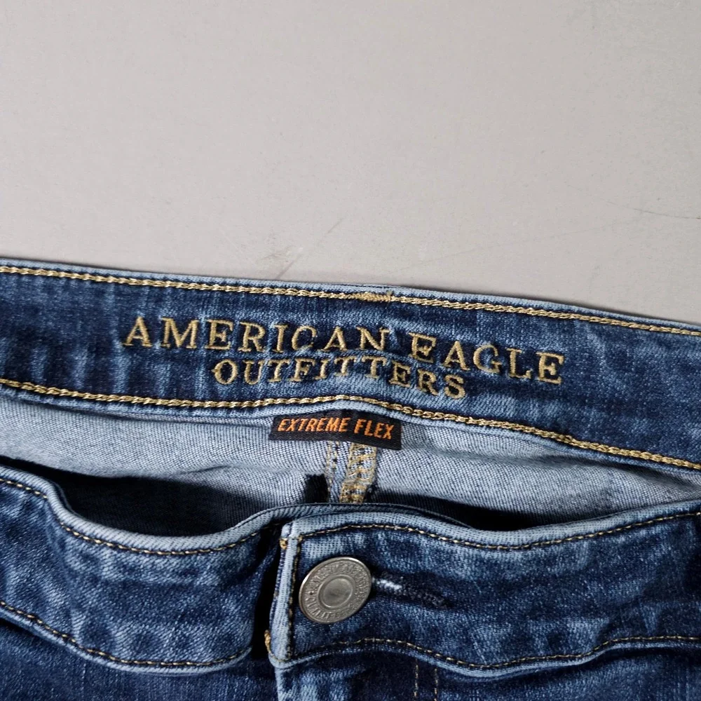American Eagle Slim Straight Jeans Mens 42x32 Dark Wash Extreme Flex Blue